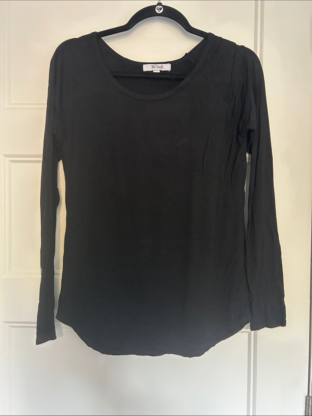 Two Black Long-Sleeve Scoop Neck Tee